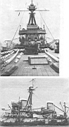 11.jpg: Вверху: посетители на палубе линкора, июль 1909 г., Внизу: погрузка угля, лето 1907 г.