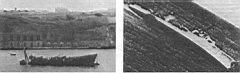 35.jpg: Слева: «Маори», затонувший в гавани Ла-Валетты. Справа: гибель «Бедуина» 15 июня 1942 г.