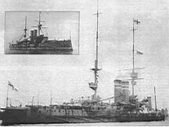 37.jpg: «Кинг Эдуард VII» под вице-адмиральским флагом, около 1910 г. Вверху слева: «Доминион», 1905 s.