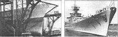 07.jpg: Форштевни «Шарнхорста» (слева) и «Гнейзенау» (справа) после реконструкции носовой части корпуса, 1939 г.