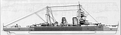 03.jpg: Схема бронирования крейсера типа Hawkins (цифры означают толщину брони в мм).