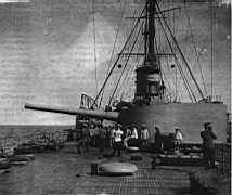 29.jpg: 10'/50 башенная установка броненосного крейсера «Рюрик» на учебных стрельбах.