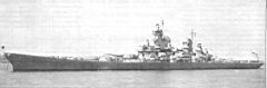 54.jpg: «Айова» на реке Гудзон у Нью-Йорка, 4 апреля 1943 г. До января 1944 г. корабль был окрашен по «базовому типу 22»: корпус — в серо-голубой цвет 5-N (navy blue), надстройки и верхняя часть борта в носовой части — в «туманный серый» 5-Н (haze gray)